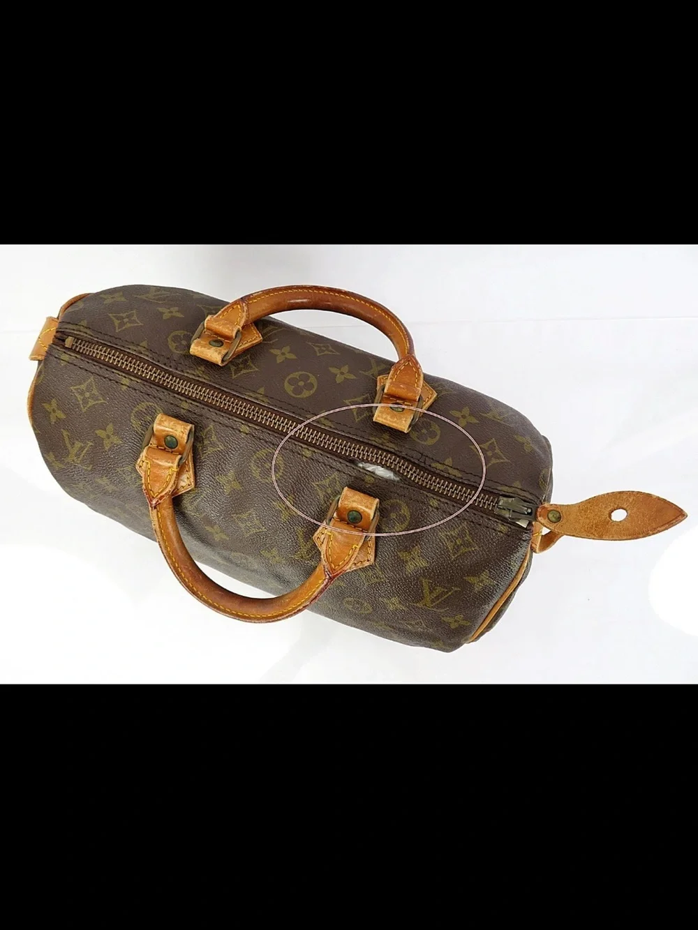 Louis Vuitton Brown Monogram Canvas Satchel with Tan Leather Trim